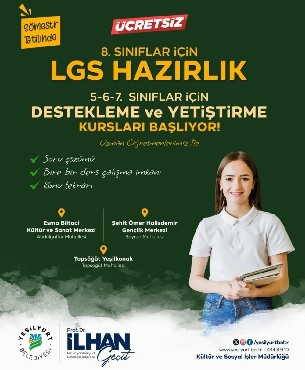 Ücretsiz LGS ve DYK Hazırlık Kursları