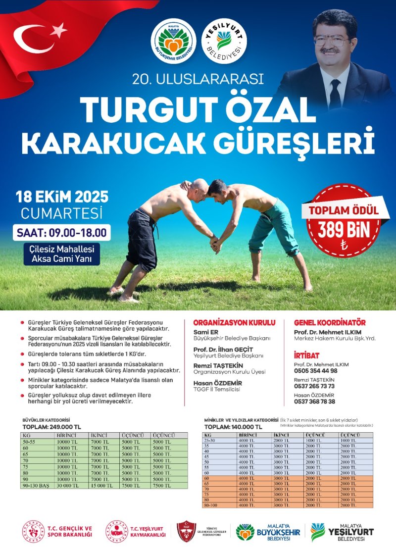20. Uluslararası Turgut Özal Karakucak Güreşleri İçin Hazırlıklar Tamamlandı