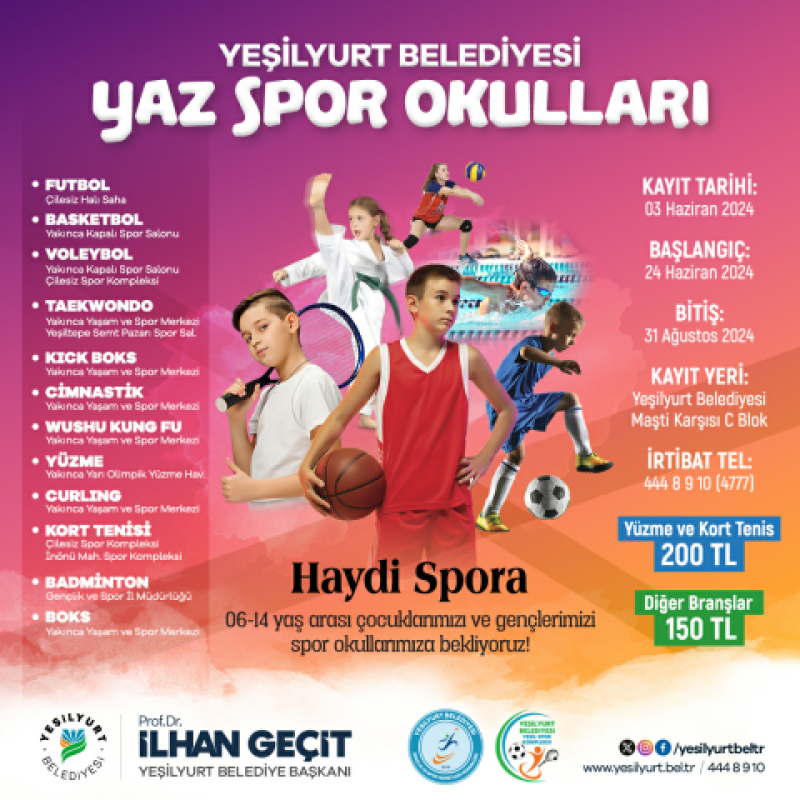 Gençlerimizi Yaz Spor Okullarımıza Bekliyoruz
