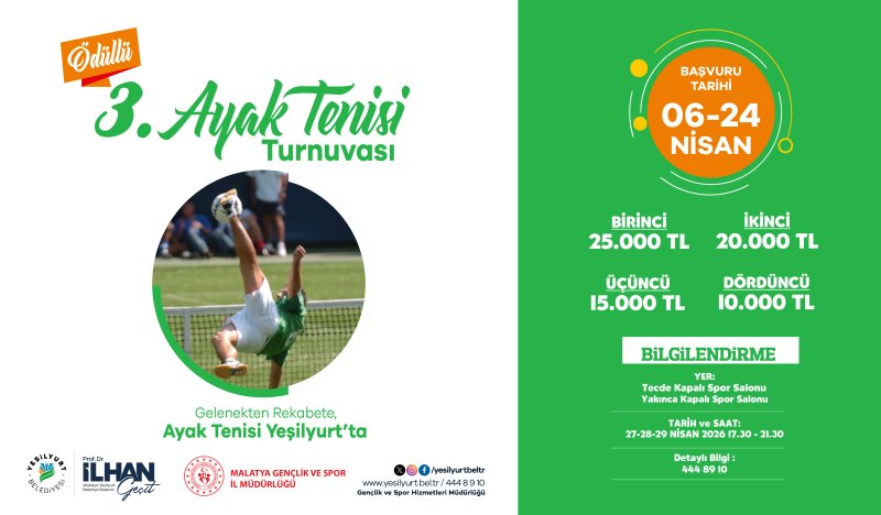 Yeşilyurt Belediyesi, 3. Ayak Tenisi Turnuvası Düzenliyor