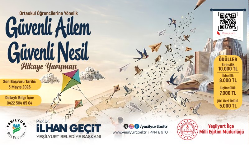 Yeşilyurt Belediyesi, “Güvenli Ailem, Güvenli Nesil” Hikâye Yarışması Düzenliyor