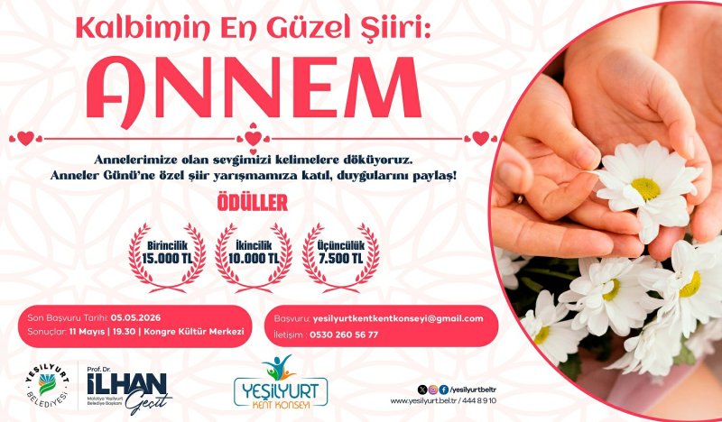 Yeşilyurt Belediyesi’nden “Kalbimin En Güzel Şiiri: Annem” Şiir Yarışması